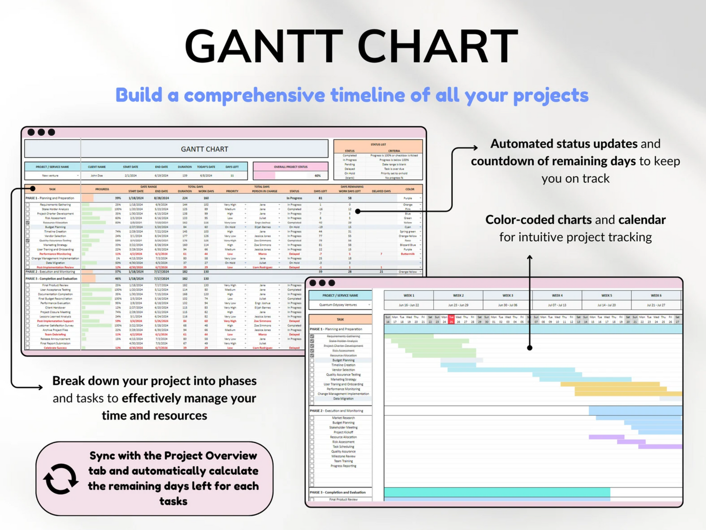 Project Management Tool for Small Business: 🗂️ Project Planner, ✅ Task Tracker, 📝 To-Do List Template,  Business Planner,  Kanban Board, 📊 Excel