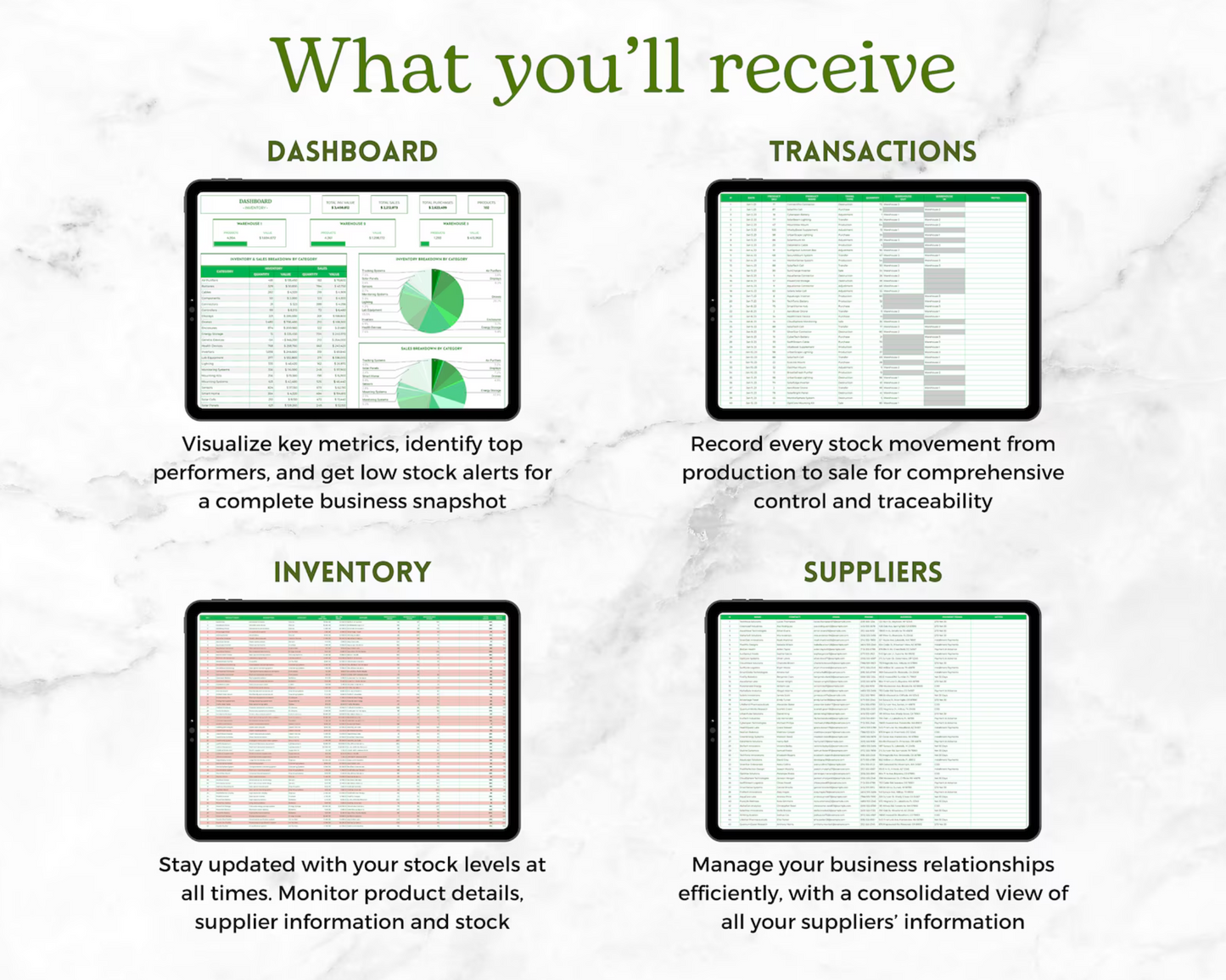 🗂️ Complete Inventory Control System: Google Sheets Template for Transactions & Reporting 📋