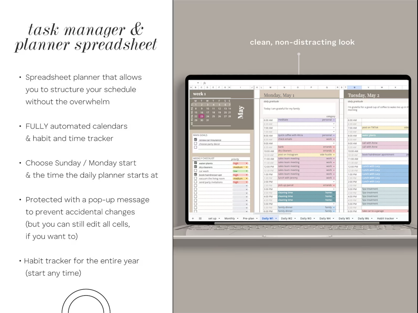 📊 Ultimate Digital Planner for Google Sheets: Organize, Track, Achieve! ✅