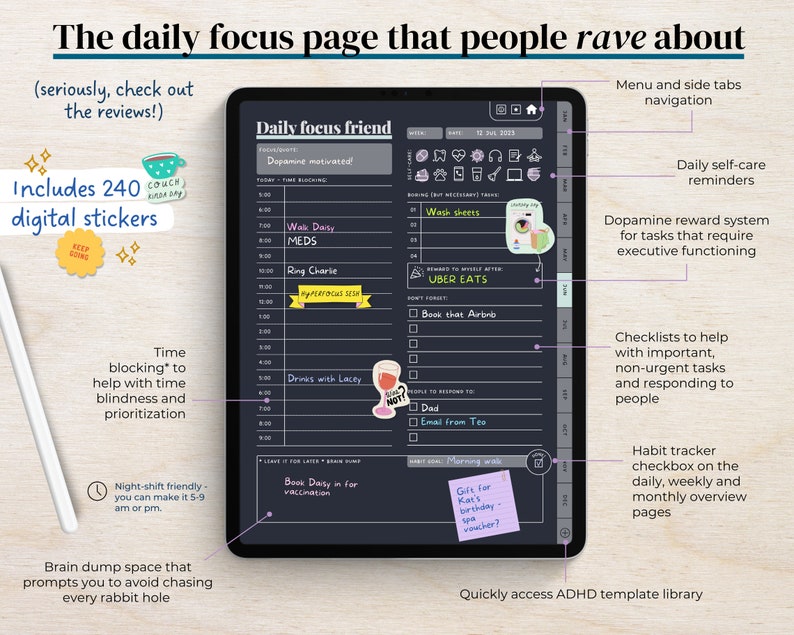✨ ADHD Digital Planner: Made by an ADHDer, Perfect for iPad, Goodnotes & Android 📱
